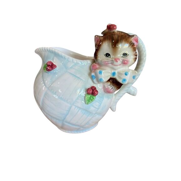Vintage Kitty Creamer Anthropomorphic Kitschy Kitten Cat Collectible Coffee - Picture 1 of 13